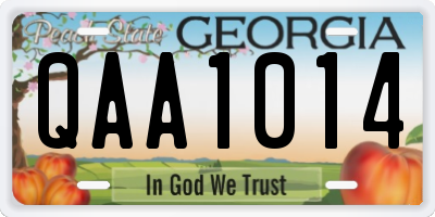 GA license plate QAA1014