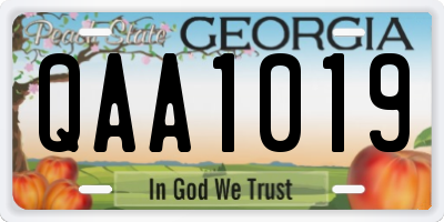 GA license plate QAA1019