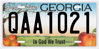 GA license plate QAA1021
