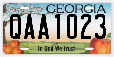GA license plate QAA1023
