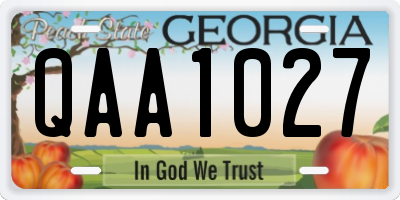 GA license plate QAA1027