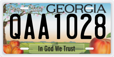 GA license plate QAA1028