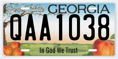 GA license plate QAA1038