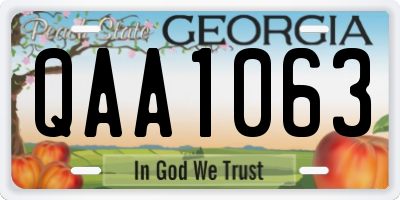 GA license plate QAA1063