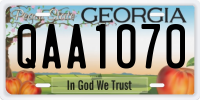 GA license plate QAA1070