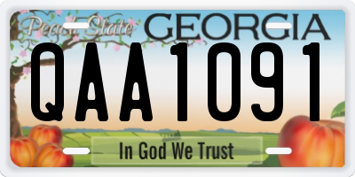 GA license plate QAA1091