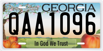 GA license plate QAA1096