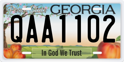 GA license plate QAA1102