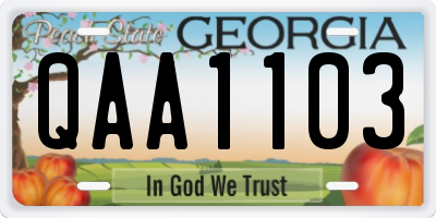 GA license plate QAA1103