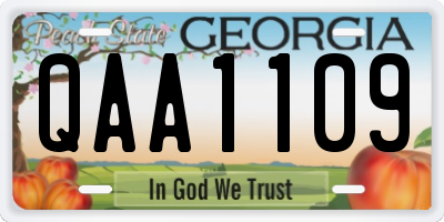 GA license plate QAA1109