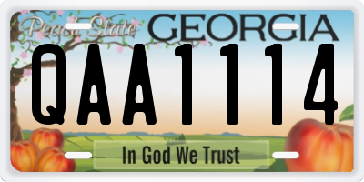 GA license plate QAA1114