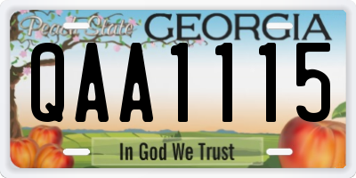 GA license plate QAA1115
