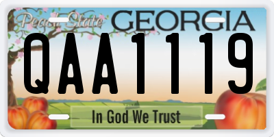 GA license plate QAA1119