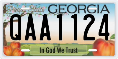 GA license plate QAA1124