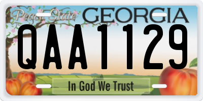 GA license plate QAA1129