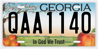 GA license plate QAA1140