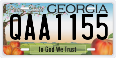 GA license plate QAA1155