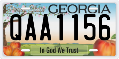 GA license plate QAA1156