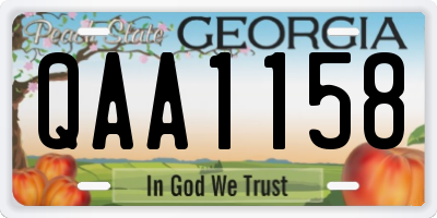 GA license plate QAA1158