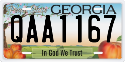 GA license plate QAA1167