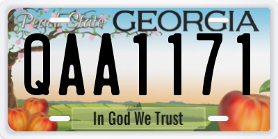 GA license plate QAA1171