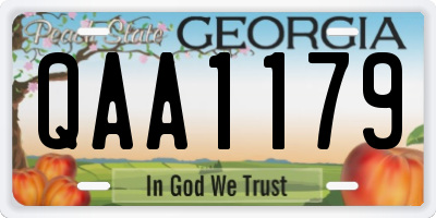 GA license plate QAA1179