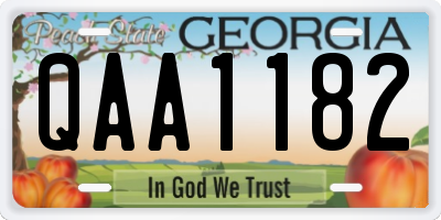 GA license plate QAA1182