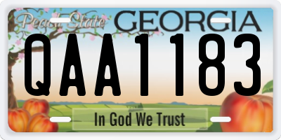 GA license plate QAA1183