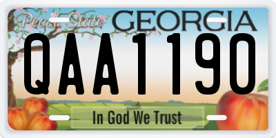 GA license plate QAA1190