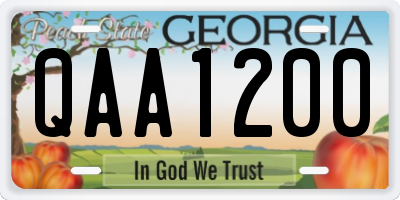 GA license plate QAA1200