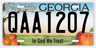 GA license plate QAA1207