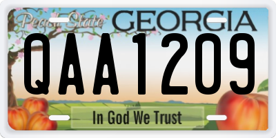 GA license plate QAA1209