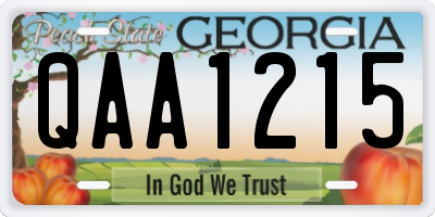 GA license plate QAA1215