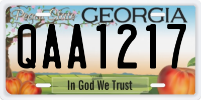 GA license plate QAA1217