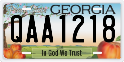 GA license plate QAA1218