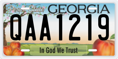 GA license plate QAA1219