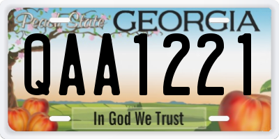 GA license plate QAA1221