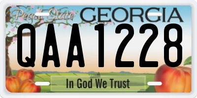 GA license plate QAA1228