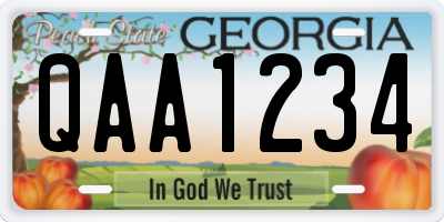 GA license plate QAA1234