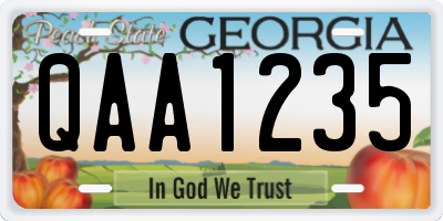 GA license plate QAA1235