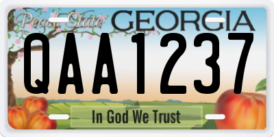 GA license plate QAA1237