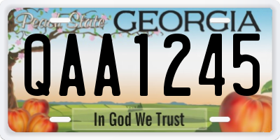 GA license plate QAA1245