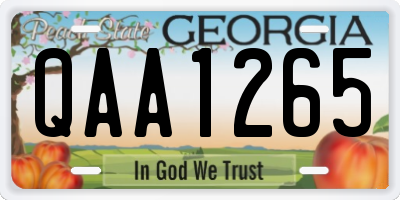 GA license plate QAA1265