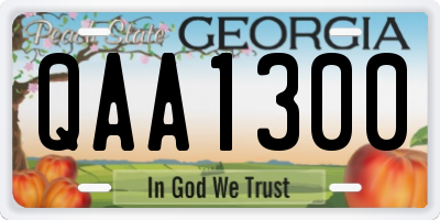 GA license plate QAA1300