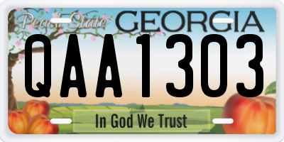 GA license plate QAA1303