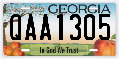 GA license plate QAA1305