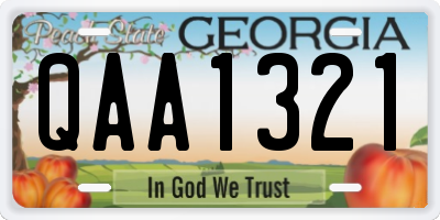 GA license plate QAA1321