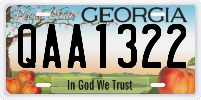 GA license plate QAA1322