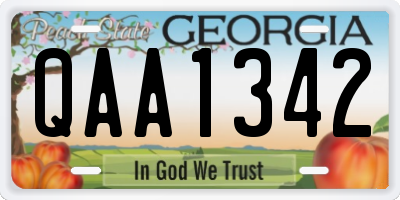 GA license plate QAA1342