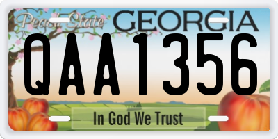 GA license plate QAA1356